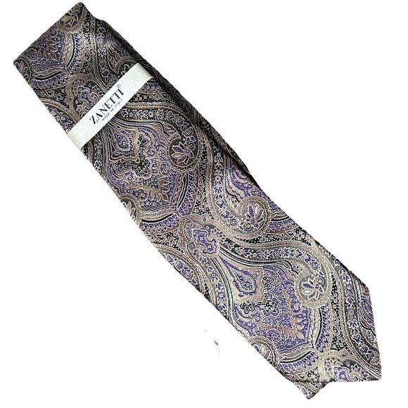 GORGEOUS ZANETTI MEN'S PAISLEY TIE - 100% SILK - NEW WITH TAG - Picture 1 of 5